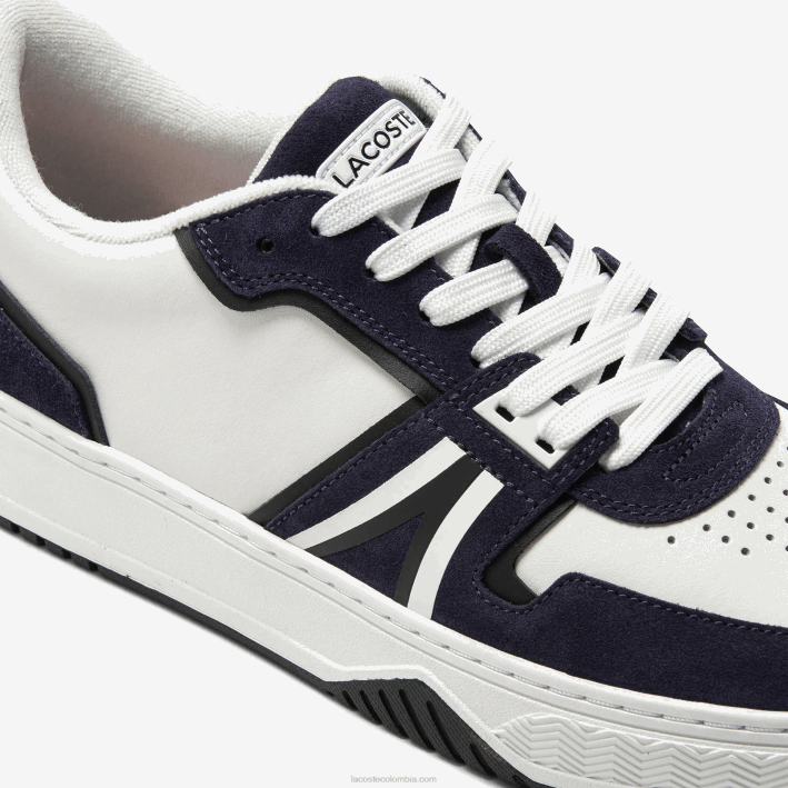 hombres Lacoste 6F241752 blanco y azul marino 042 zapatillas l001 de piel