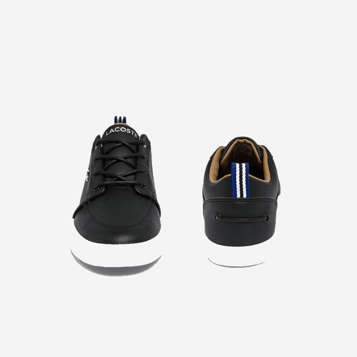 hombres Lacoste 6F241760 blanco y negro 312 tenis bayliss de cuero con perforaciones en el cuello