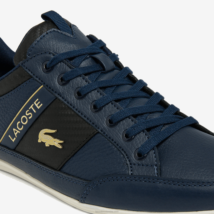 hombres Lacoste 6F241769 azul marino nb0 zapatillas chaymon de piel y fibra de carbono