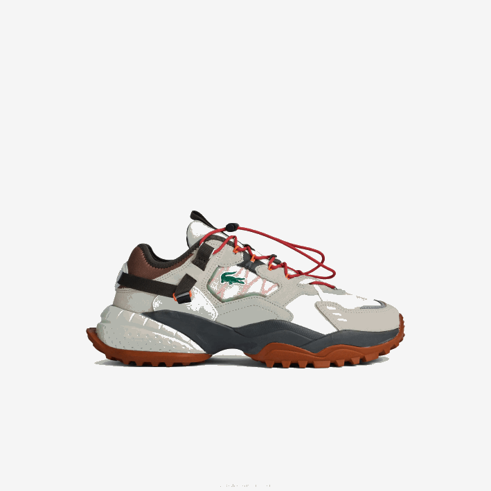 hombres Lacoste 6F241777 blanco roto y marrón ow8 zapatos de exterior l-guard breaker textil