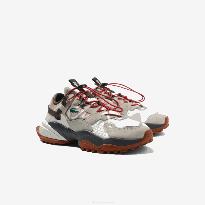 hombres Lacoste 6F241777 blanco roto y marrón ow8 zapatos de exterior l-guard breaker textil