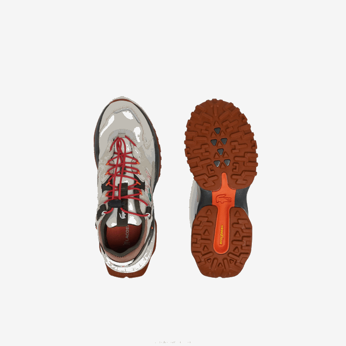 hombres Lacoste 6F241777 blanco roto y marrón ow8 zapatos de exterior l-guard breaker textil