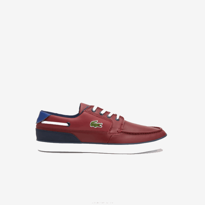 hombres Lacoste 6F241784 burdeos blanco 2h2 náuticos bayliss deck sintéticos en contraste de color