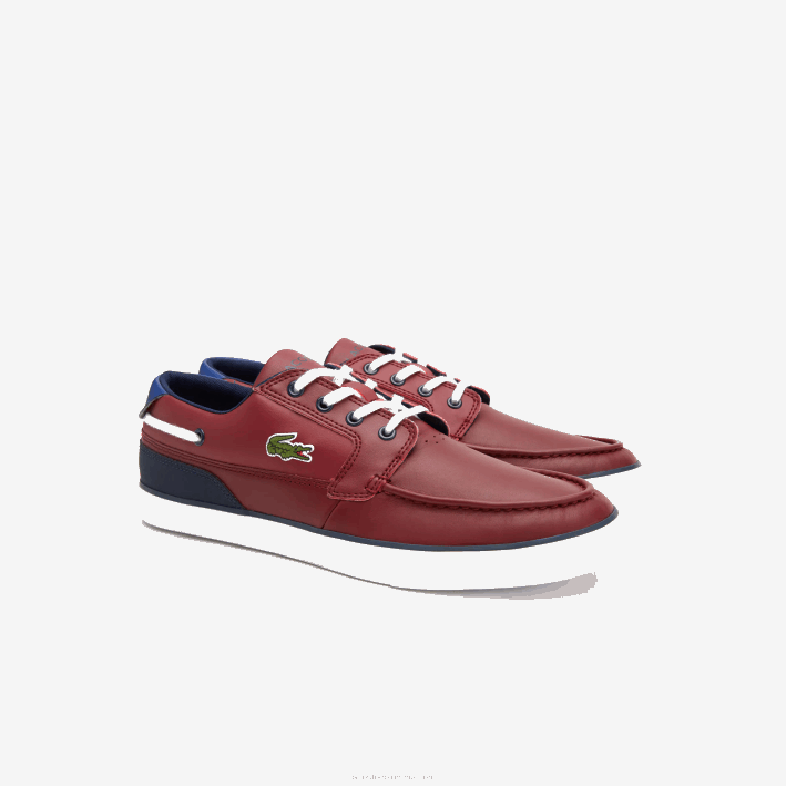 hombres Lacoste 6F241784 burdeos blanco 2h2 náuticos bayliss deck sintéticos en contraste de color