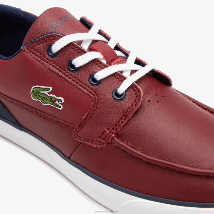 hombres Lacoste 6F241784 burdeos blanco 2h2 náuticos bayliss deck sintéticos en contraste de color