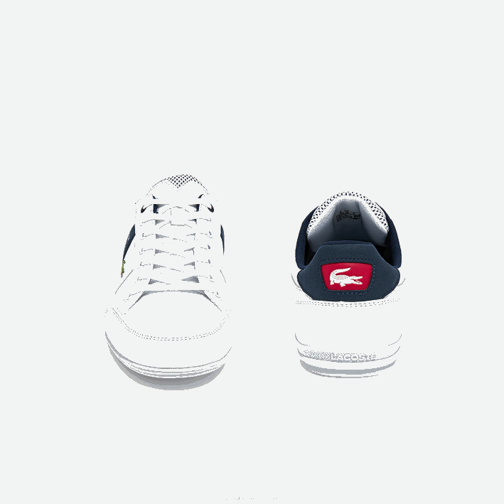 hombres Lacoste 6F241791 blanco/azul marino y rojo 407 zapatillas chaymon de tejido y material sintético