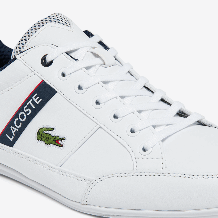hombres Lacoste 6F241791 blanco/azul marino y rojo 407 zapatillas chaymon de tejido y material sintético