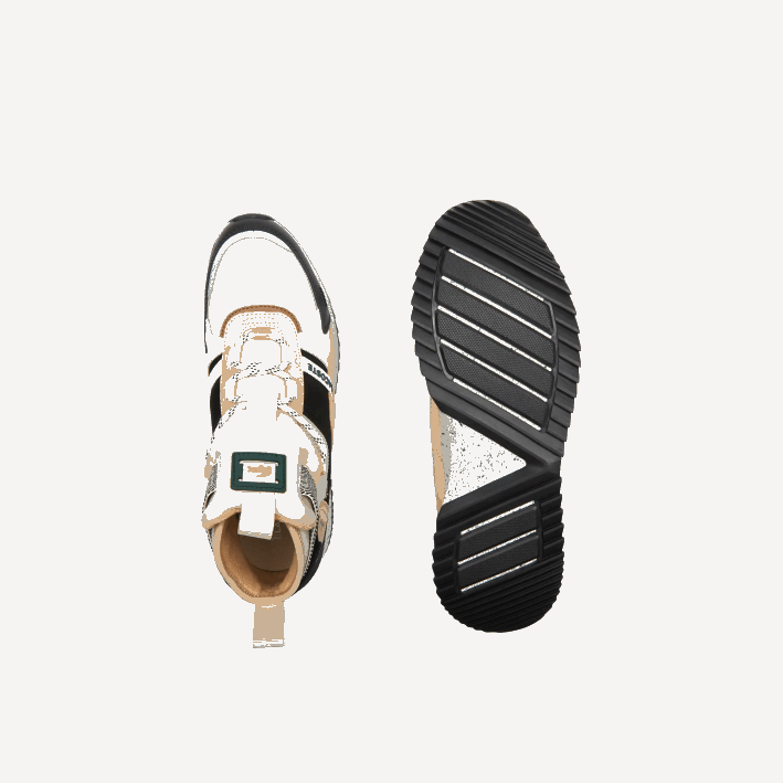 hombres Lacoste 6F241792 negro y blanco roto 454 zapatos de exterior de piel con colores pop run breaker