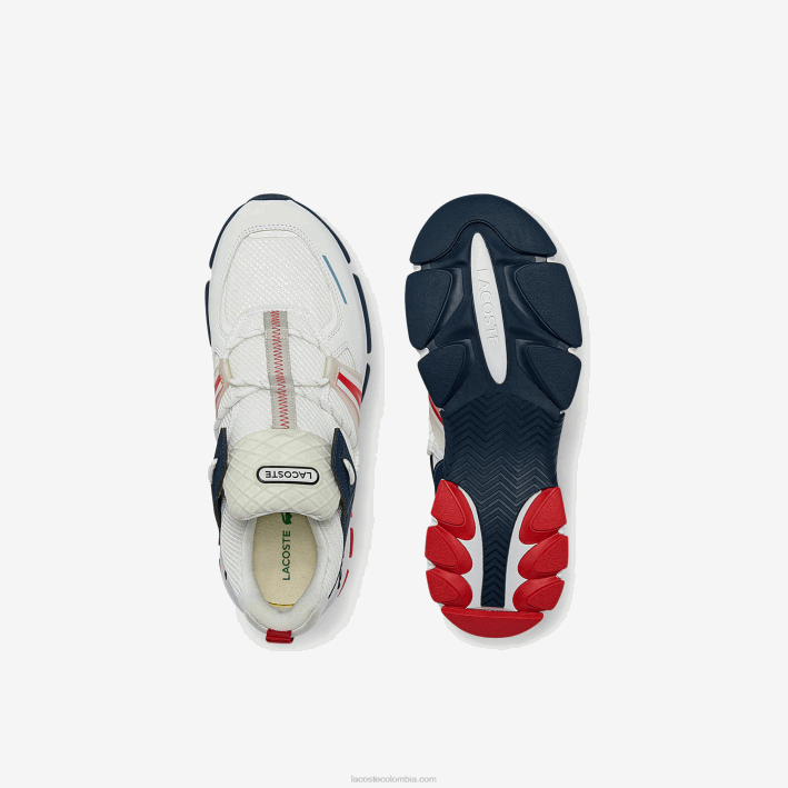 hombres Lacoste 6F241799 blanco/azul marino y rojo 407 zapatillas l003 textil