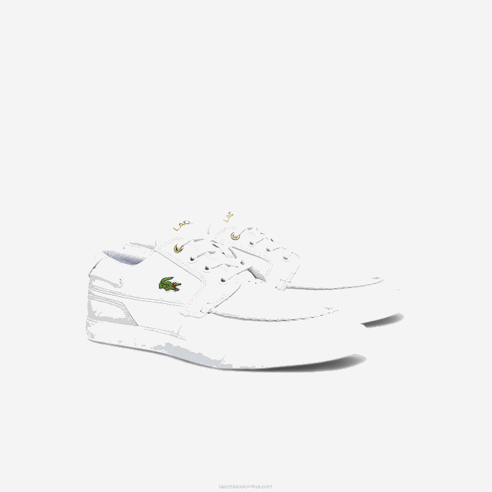 hombres Lacoste 6F241802 blanco y hueso 65t Náuticos bayliss de piel y sintético