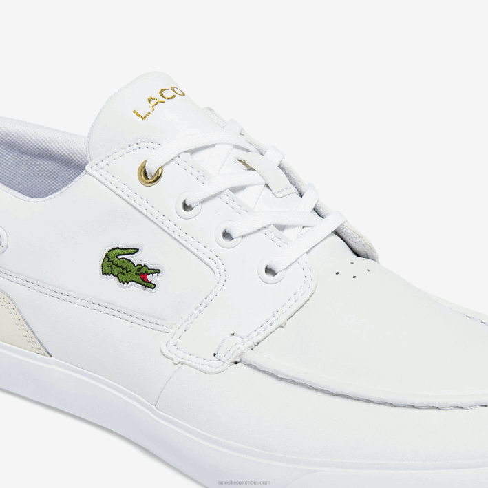 hombres Lacoste 6F241802 blanco y hueso 65t Náuticos bayliss de piel y sintético