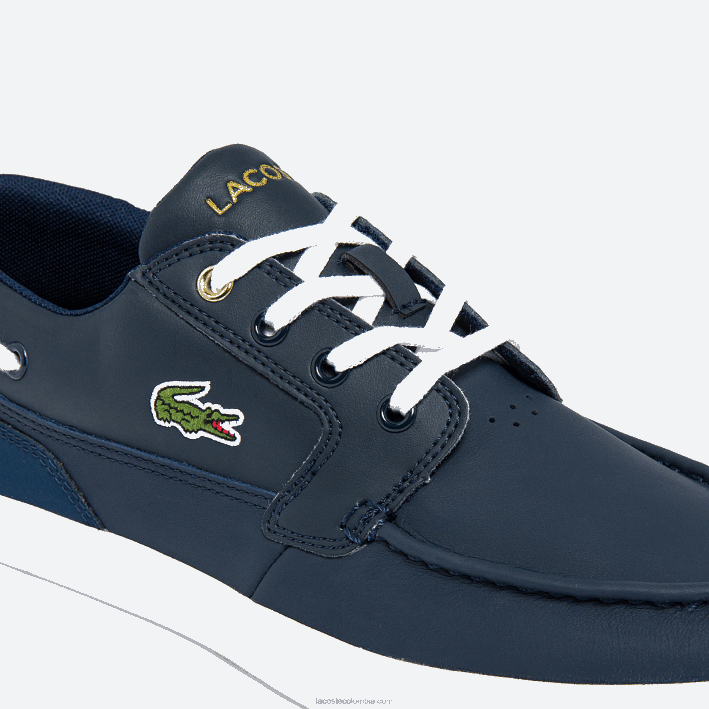 hombres Lacoste 6F241803 azul marino y blanco 092 Náuticos bayliss de piel y sintético