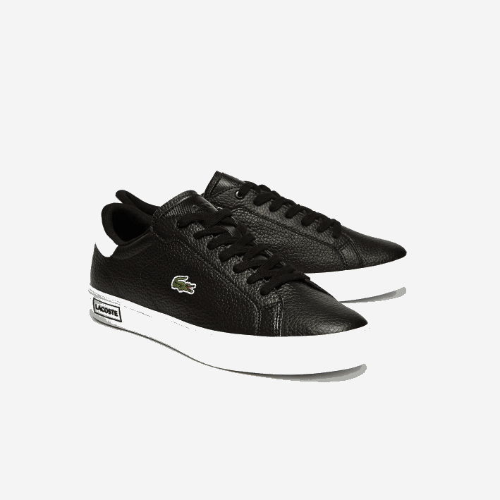 hombres Lacoste 6F241805 blanco y negro 312 zapatillas powercourt de piel