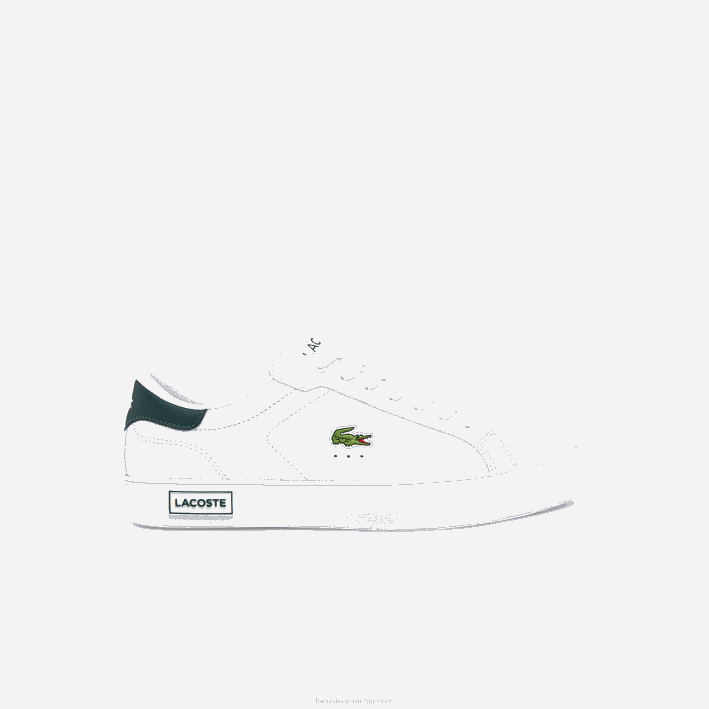 hombres Lacoste 6F241806 blanco y verde oscuro 1r5 zapatillas powercourt de piel