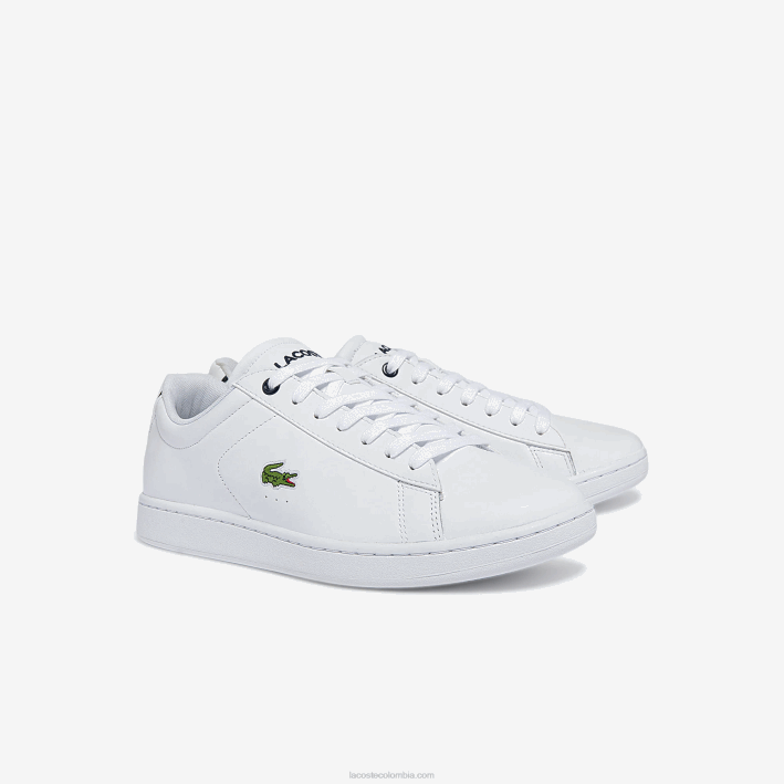 hombres Lacoste 6F241815 blanco y azul marino 042 tenis carnaby bl de piel