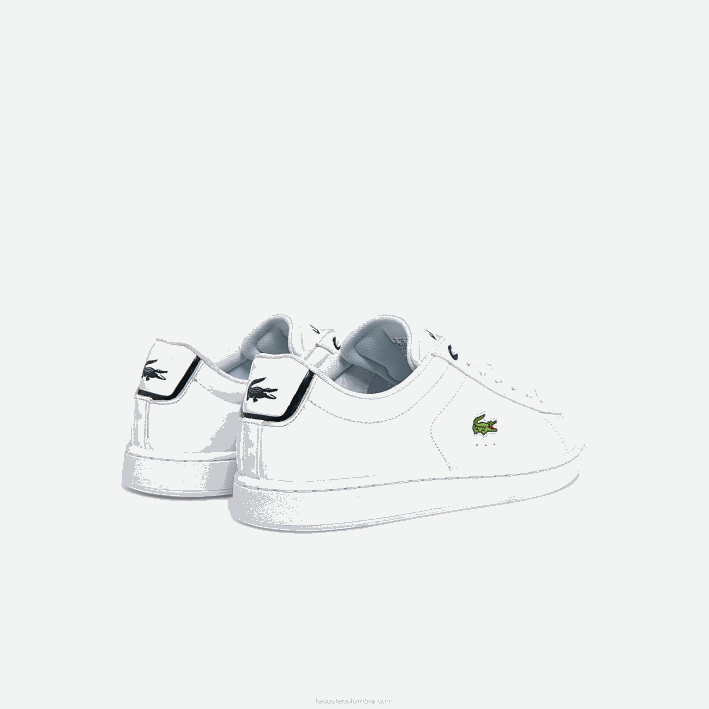 hombres Lacoste 6F241815 blanco y azul marino 042 tenis carnaby bl de piel