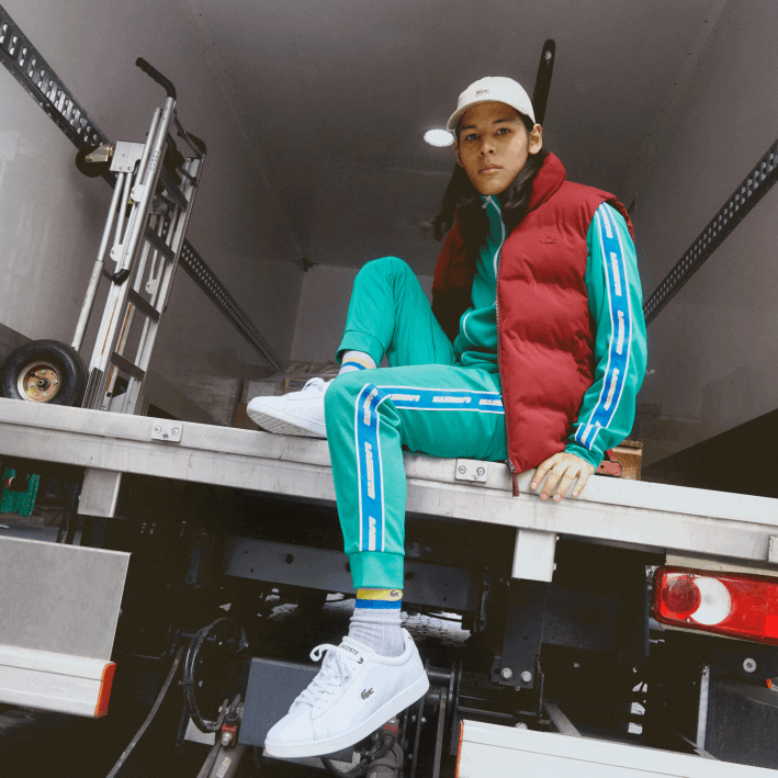 hombres Lacoste 6F241815 blanco y azul marino 042 tenis carnaby bl de piel