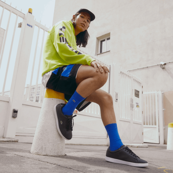 hombres Lacoste 6F241816 blanco y negro 312 tenis carnaby bl de piel