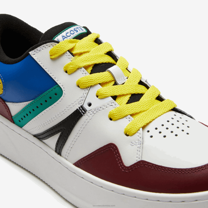 hombres Lacoste 6F241822 burdeos blanco 2h2 zapatillas l005 de piel