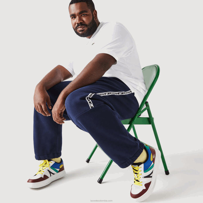 hombres Lacoste 6F241822 burdeos blanco 2h2 zapatillas l005 de piel