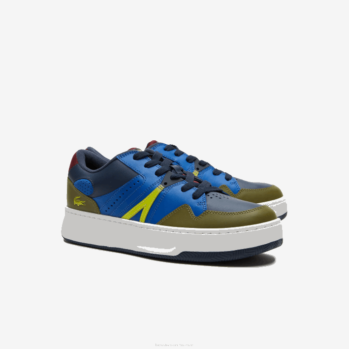 hombres Lacoste 6F241825 azul marino caqui ah9 zapatillas l005 de piel