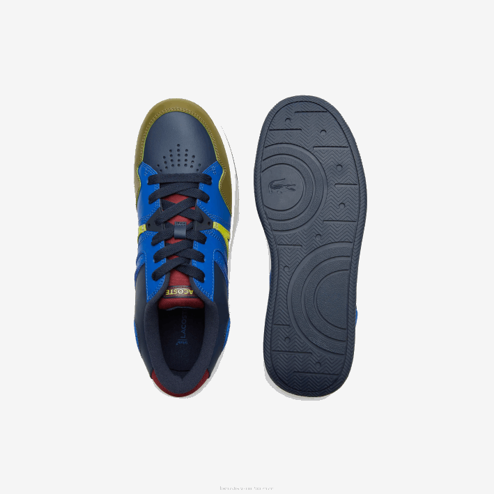 hombres Lacoste 6F241825 azul marino caqui ah9 zapatillas l005 de piel