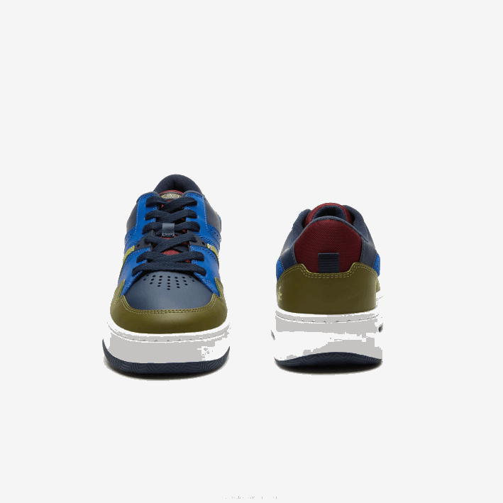 hombres Lacoste 6F241825 azul marino caqui ah9 zapatillas l005 de piel