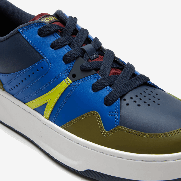 hombres Lacoste 6F241825 azul marino caqui ah9 zapatillas l005 de piel