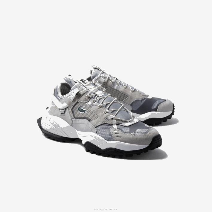 hombres Lacoste 6F241827 gris claro y negro gb7 zapatillas l-guard breaker de textil y ante