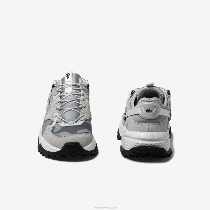 hombres Lacoste 6F241827 gris claro y negro gb7 zapatillas l-guard breaker de textil y ante