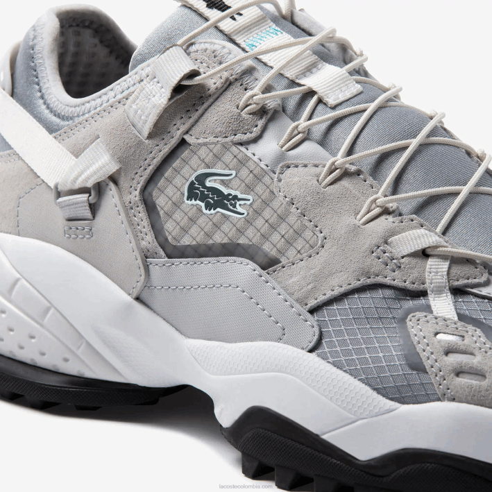 hombres Lacoste 6F241827 gris claro y negro gb7 zapatillas l-guard breaker de textil y ante