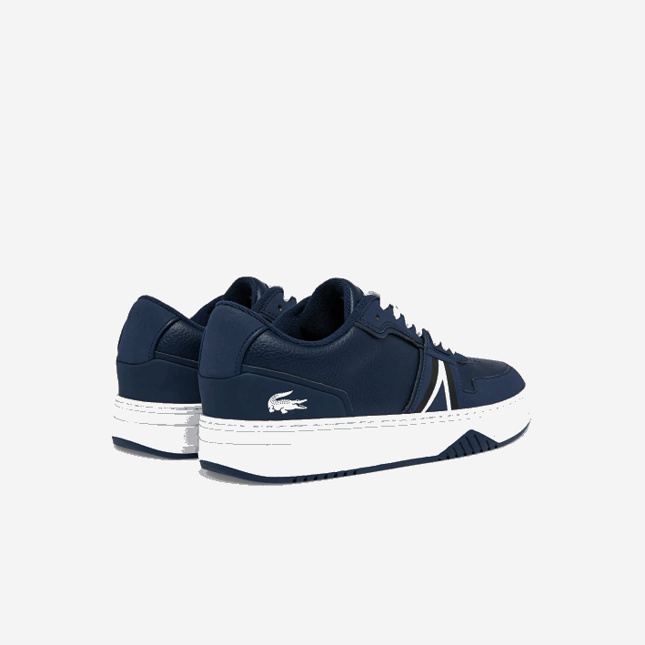 hombres Lacoste 6F241829 azul marino y blanco 092 zapatillas l001 de piel con detalles pop