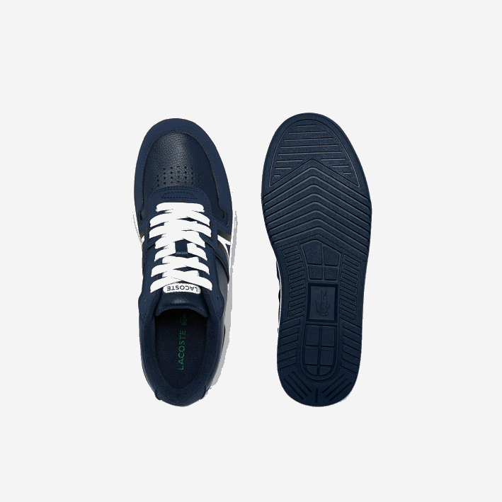 hombres Lacoste 6F241829 azul marino y blanco 092 zapatillas l001 de piel con detalles pop