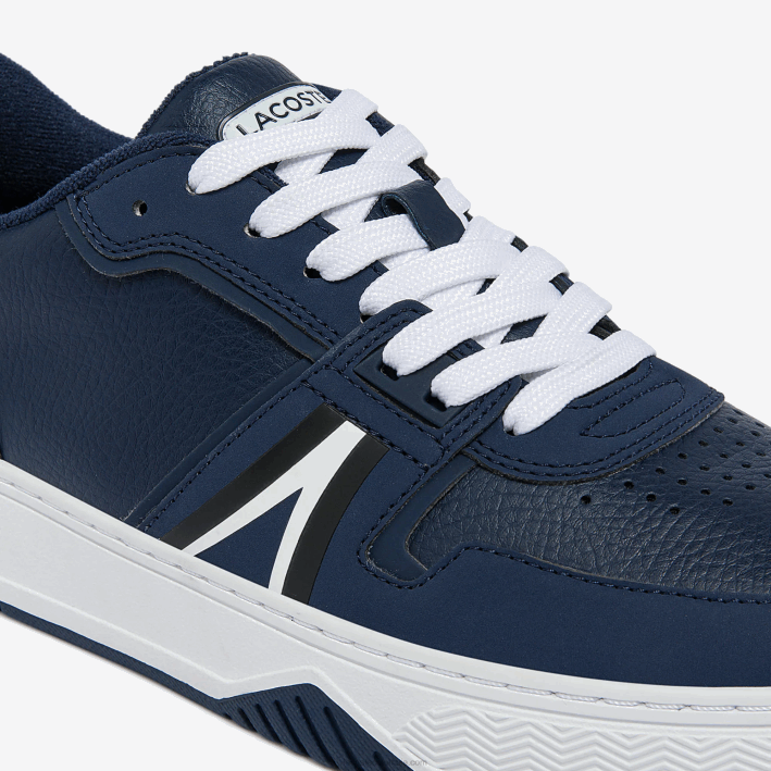hombres Lacoste 6F241829 azul marino y blanco 092 zapatillas l001 de piel con detalles pop