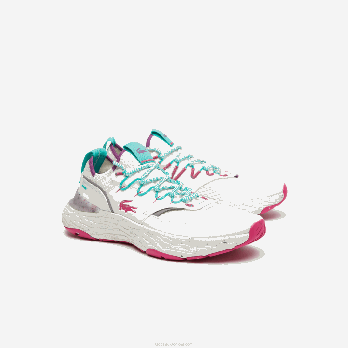 hombres Lacoste 6F241834 blanco y rojo 286 zapatillas re-comfort de material sintético y textil