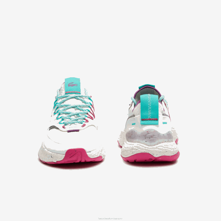 hombres Lacoste 6F241834 blanco y rojo 286 zapatillas re-comfort de material sintético y textil