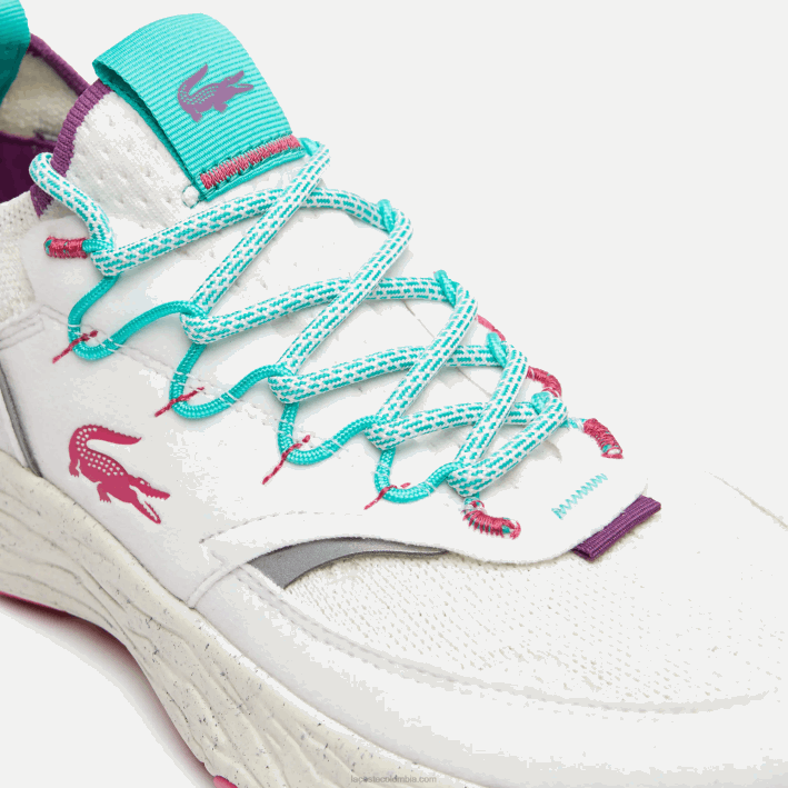 hombres Lacoste 6F241834 blanco y rojo 286 zapatillas re-comfort de material sintético y textil