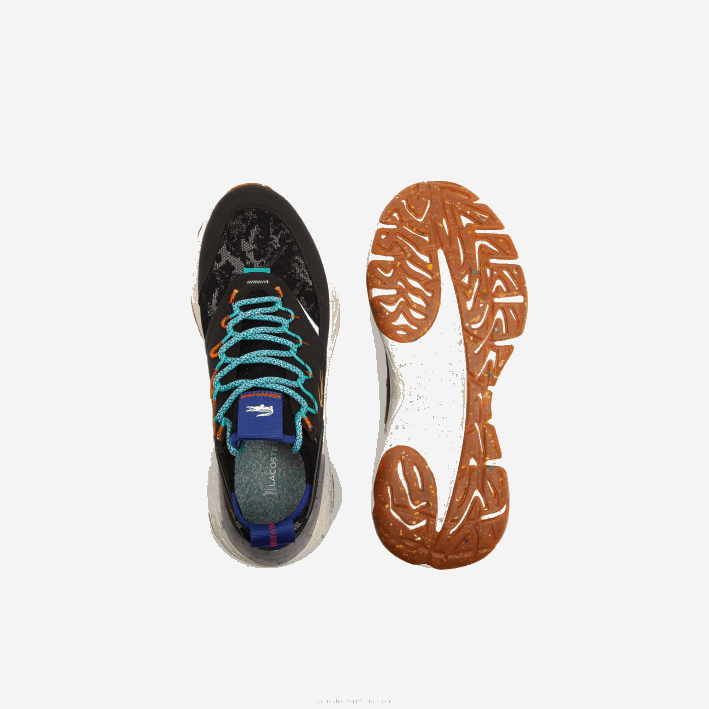 hombres Lacoste 6F241835 negro y blanco roto 454 zapatillas re-comfort de material sintético y textil