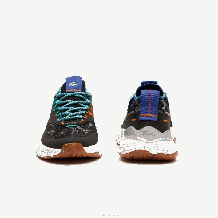 hombres Lacoste 6F241835 negro y blanco roto 454 zapatillas re-comfort de material sintético y textil