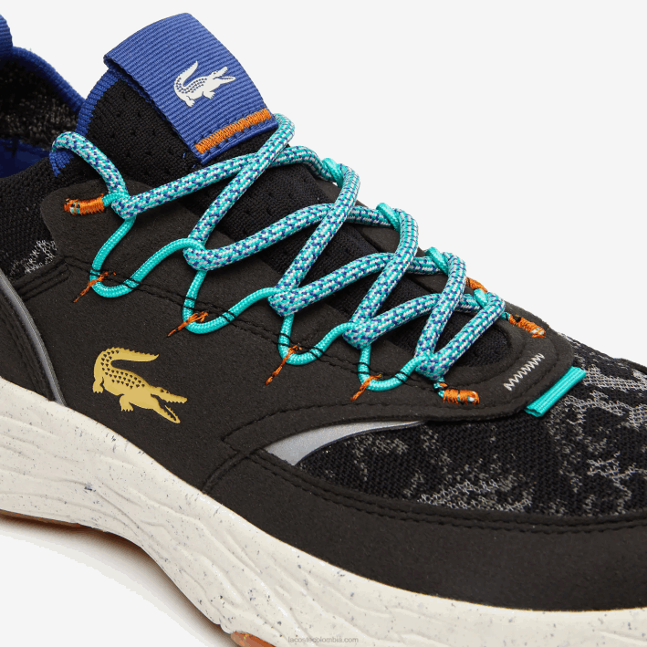 hombres Lacoste 6F241835 negro y blanco roto 454 zapatillas re-comfort de material sintético y textil