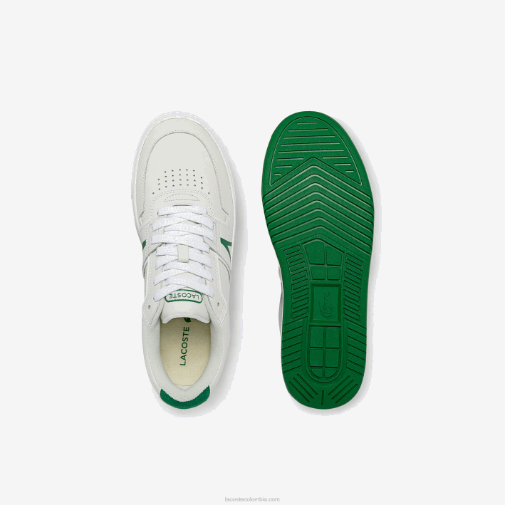hombres Lacoste 6F241840 blanco/verde 082 zapatillas l001 de piel
