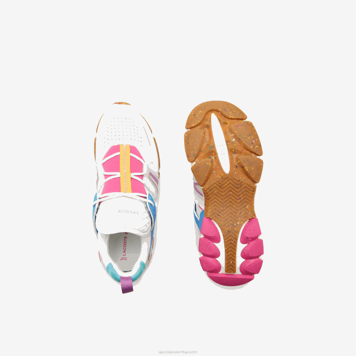 hombres Lacoste 6F241842 blanco y rosa b53 zapatillas l003 ecotextil