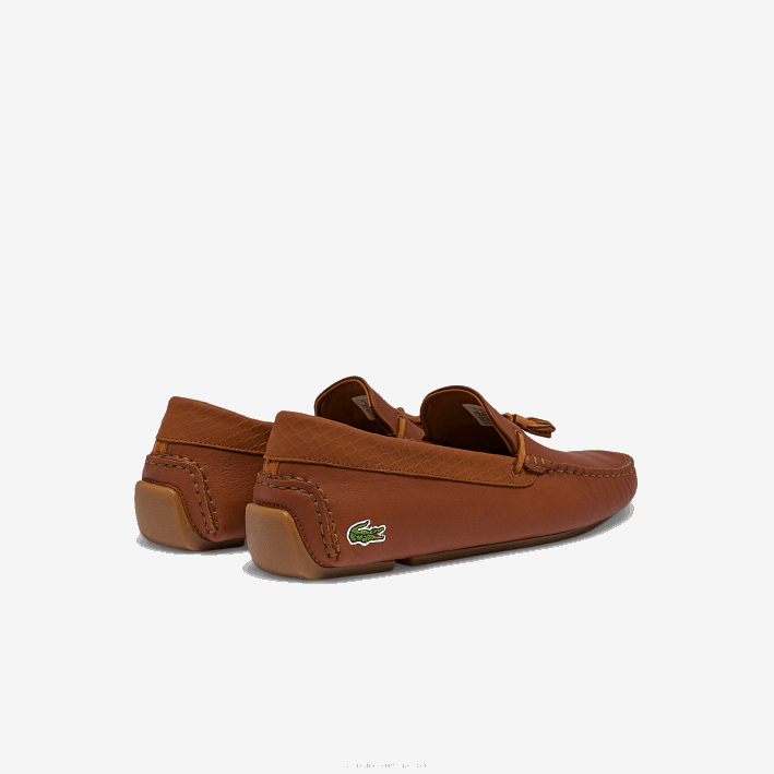 hombres Lacoste 6F241843 chicle marrón 524 mocasín piloto de piel con borlas grabadas