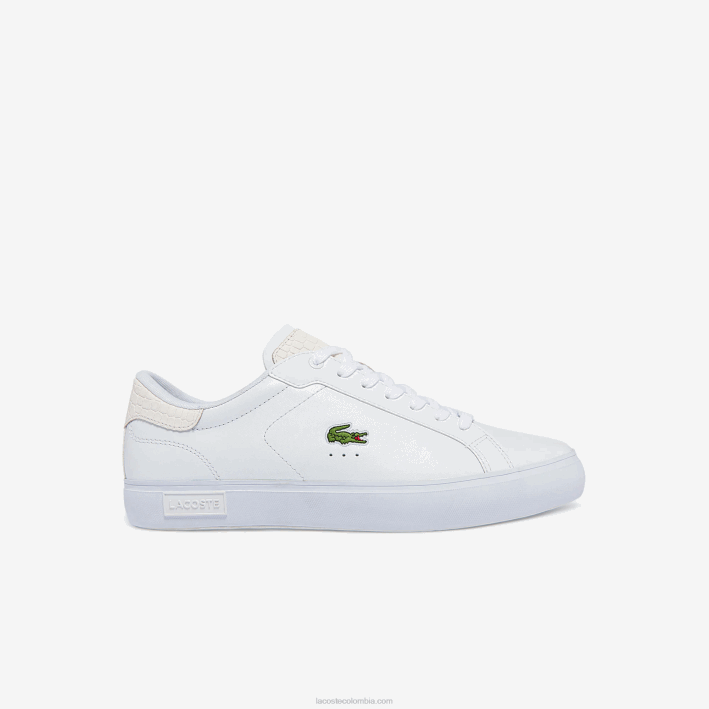 hombres Lacoste 6F241845 blanco 21g zapatillas powercourt de piel bruñida hombres Lacoste 6F241845 blanco 21g zapatillas powercourt de piel bruñida