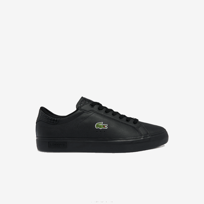 hombres Lacoste 6F241846 negro 02h zapatillas powercourt de piel bruñida hombres Lacoste 6F241846 negro 02h zapatillas powercourt de piel bruñida