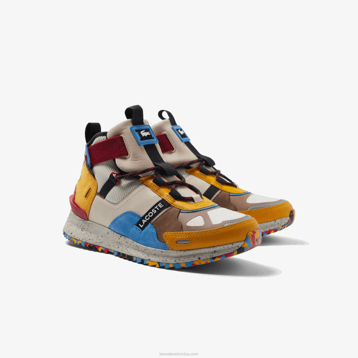 hombres Lacoste 6F241848 blanco roto y marrón ow8 zapatos de exterior de cuero y sintético run breaker