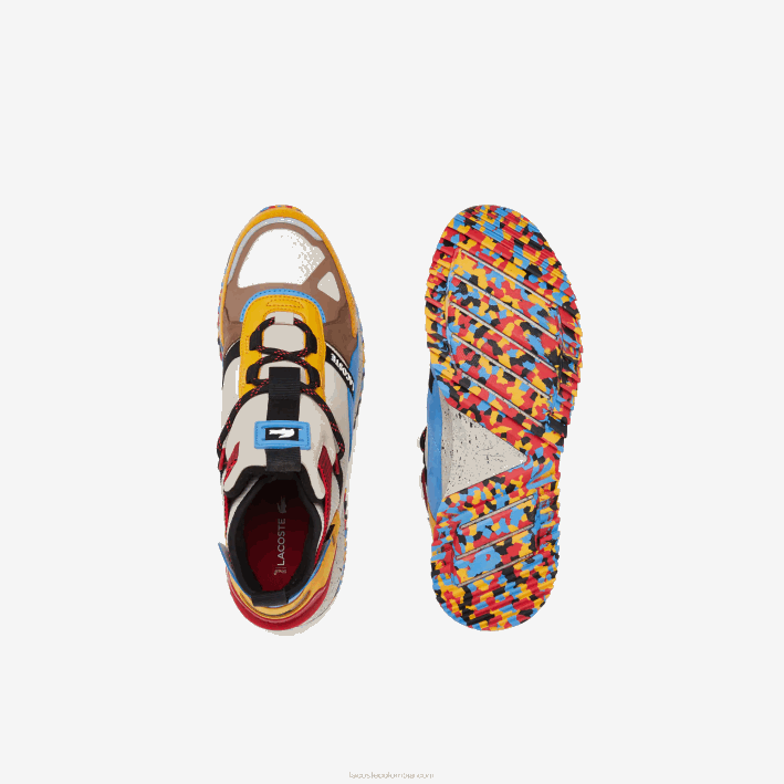 hombres Lacoste 6F241848 blanco roto y marrón ow8 zapatos de exterior de cuero y sintético run breaker