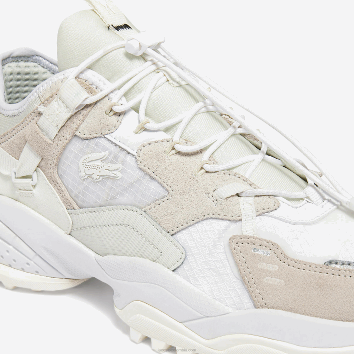 hombres Lacoste 6F241859 blanquecino 18c zapatillas l-guard breaker de tejido y piel