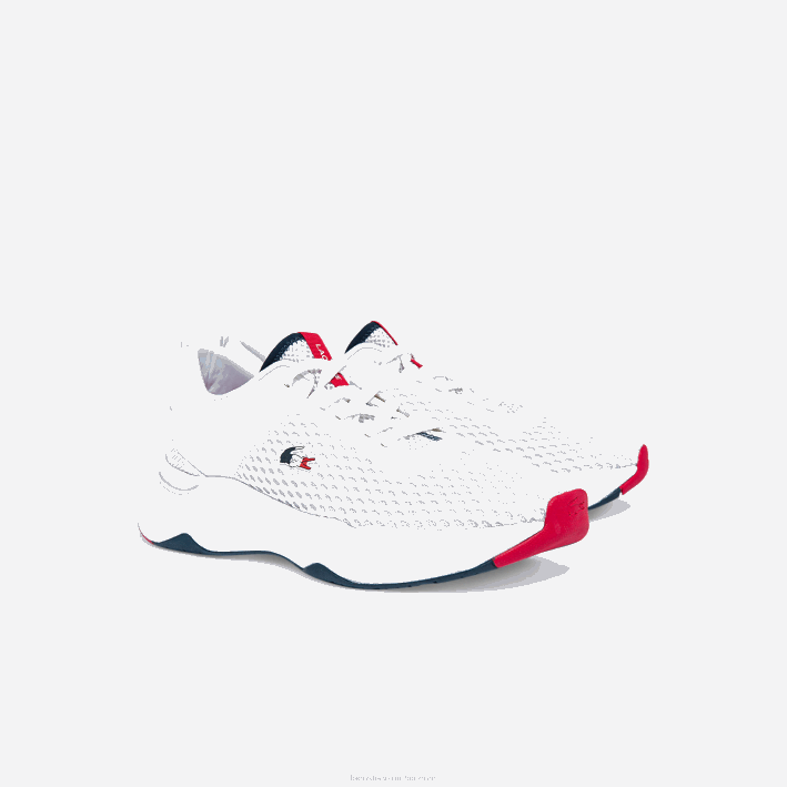 hombres Lacoste 6F241861 blanco/azul marino y rojo 407 zapatillas Court Drive de tejido texturizado