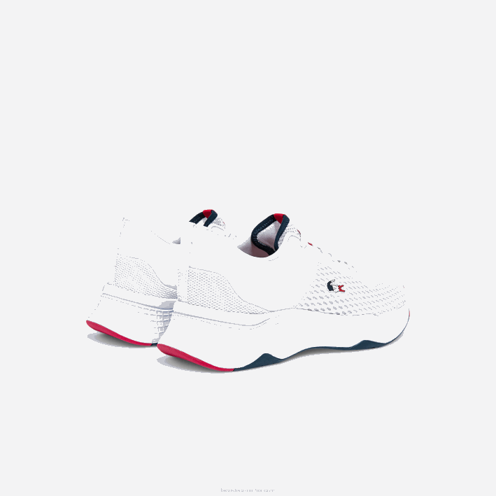 hombres Lacoste 6F241861 blanco/azul marino y rojo 407 zapatillas Court Drive de tejido texturizado